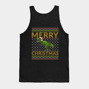 Christmas Dinosaur T-Rex Merry Xmas Pajama Tank Top